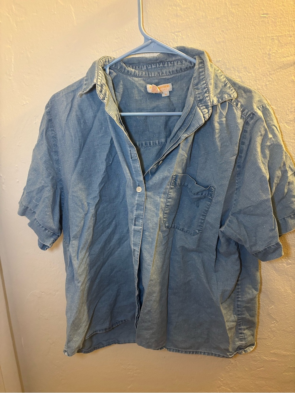 Light Blue Men's Short-Sleeve Denim Shirt